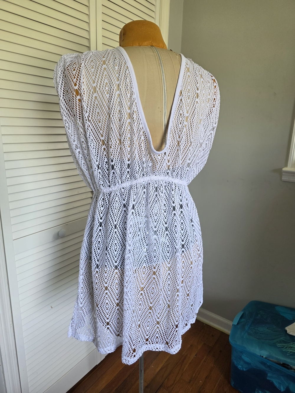 Arizona Jean Co White Crochet Tassel Beach Swim Cover Up XL Pink Tassel